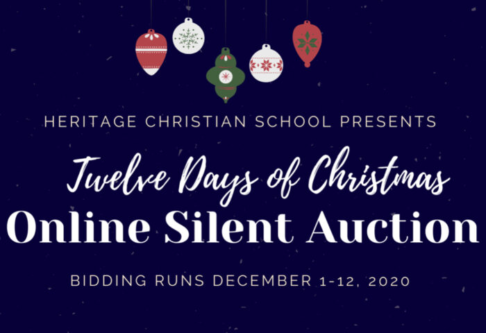 Heritage Christian School online silent auction poster